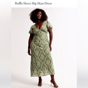 New With Tags Abercrombie Ruffle Sleeve Slip Maxi Dress